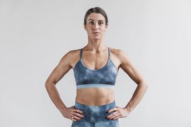 Nobull V-Neck Tie-Dye Women's Sports Bras Blue | Australia (YL6587)